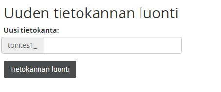 Tietokannan luominen