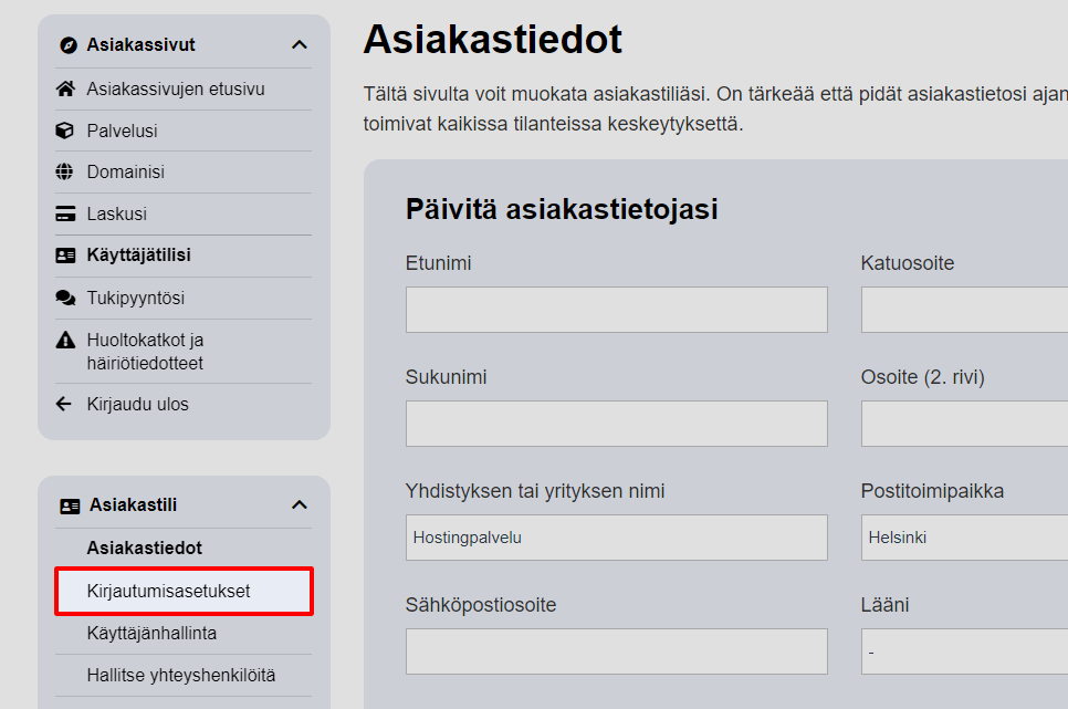 kaksivaiheinentunnistus asiakastiedot