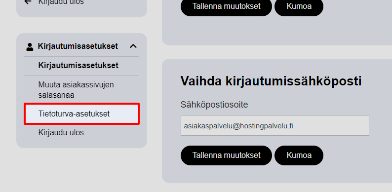 kaksivaiheinentunnistus tietoturva-asetukset